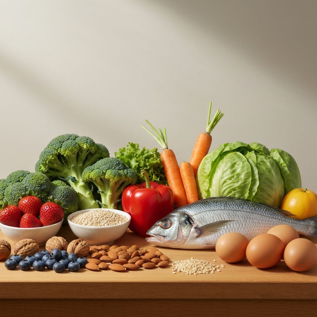 Variety of healthy foods